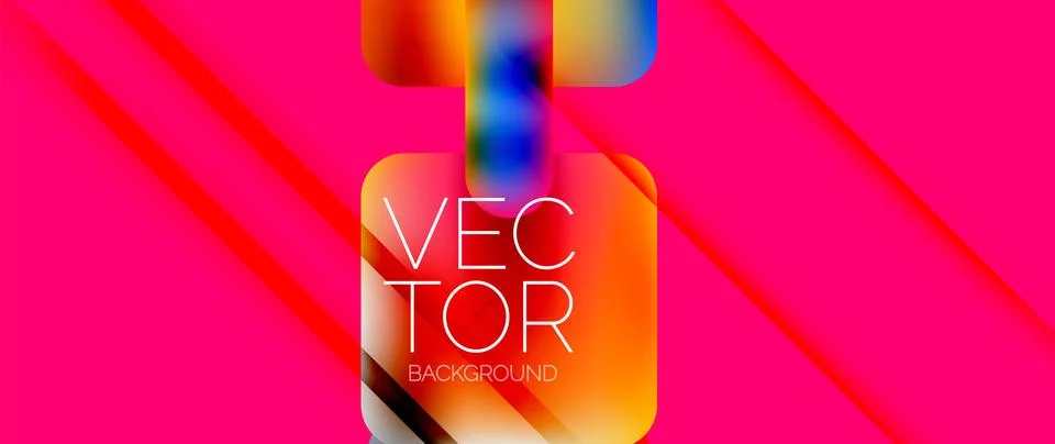 Dynamic bright colorful geometric elements with fluid gradients, lights, shadows Illustrazione stock