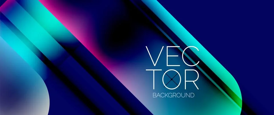 Dynamic bright colorful geometric elements with fluid gradients, lights, shadows 库存插图