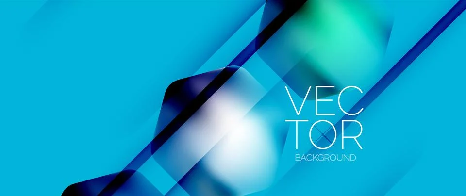 Dynamic bright colorful geometric elements with fluid gradients, lights, shadows Stock-Illustration