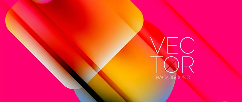 Dynamic bright colorful geometric elements with fluid gradients, lights, shadows Stock-Illustration