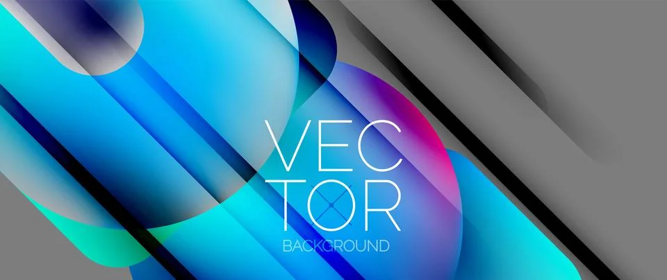 Dynamic bright colorful geometric elements with fluid gradients, lights, shadows イラスト素材