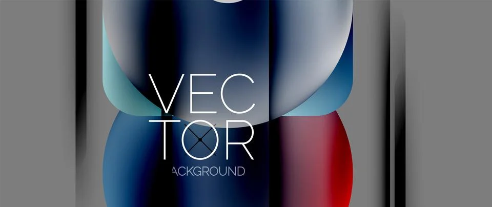 Dynamic bright colorful geometric elements with fluid gradients, lights, shadows Ilustración de archivo
