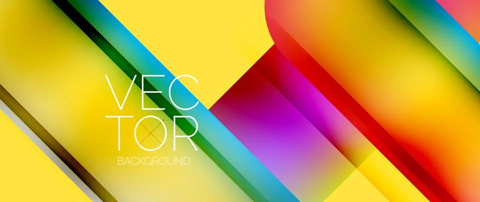 Dynamic bright colorful geometric elements with fluid gradients, lights, shadows イラスト素材