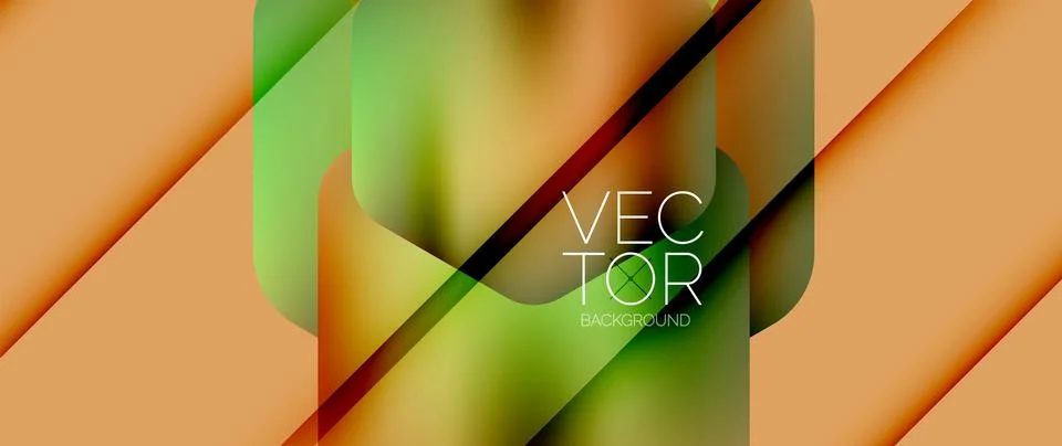 Dynamic bright colorful geometric elements with fluid gradients, lights, shadows Ilustración de archivo