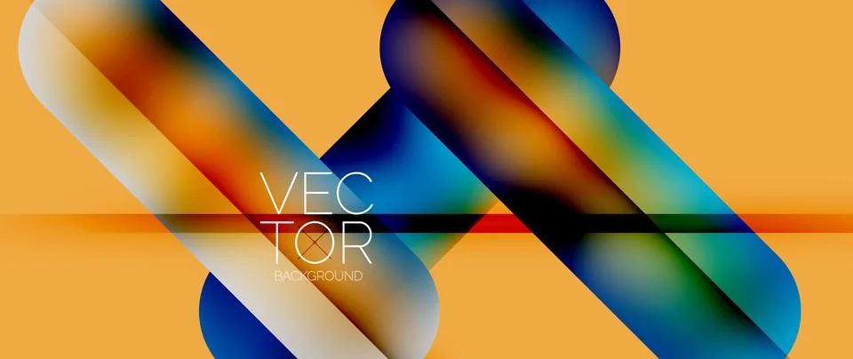 Dynamic bright colorful geometric elements with fluid gradients, lights, shadows イラスト素材