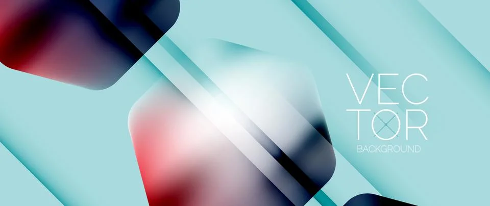 Dynamic bright colorful geometric elements with fluid gradients, lights, shadows Ilustración de archivo