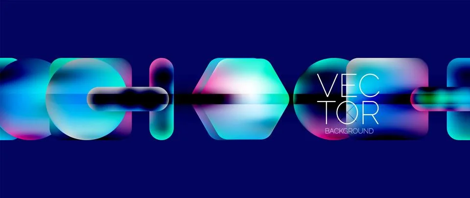 Dynamic bright colorful geometric elements with fluid gradients, lights, shadows イラスト素材