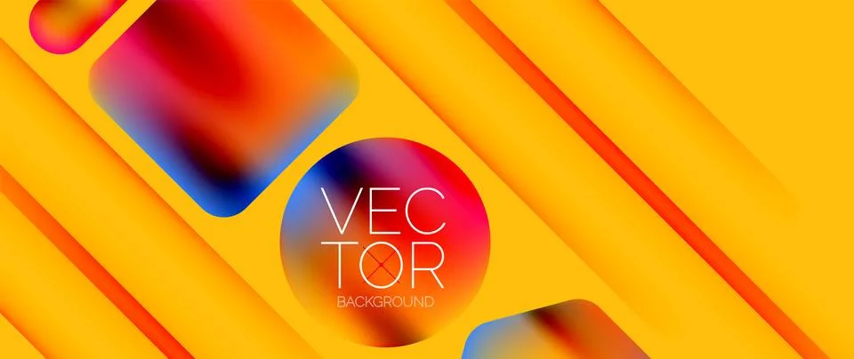 Dynamic bright colorful geometric elements with fluid gradients, lights, shadows イラスト素材