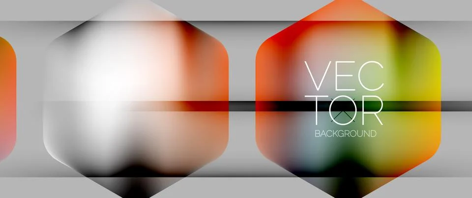 Dynamic bright colorful geometric elements with fluid gradients, lights, shadows Stock Illustration