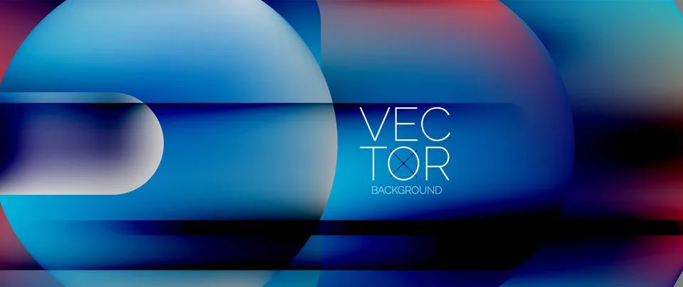 Dynamic bright colorful geometric elements with fluid gradients, lights, shadows Ilustración de archivo