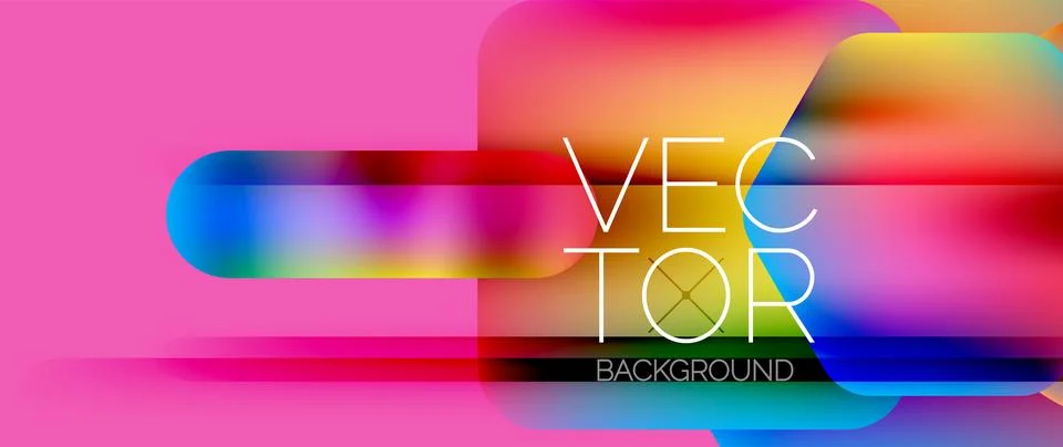 Dynamic bright colorful geometric elements with fluid gradients, lights, shadows Ilustración de archivo
