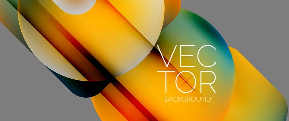 Dynamic bright colorful geometric elements with fluid gradients, lights, shadows Ilustración de archivo