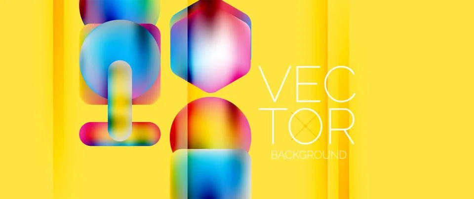 Dynamic bright colorful geometric elements with fluid gradients, lights, shadows 스톡 일러스트