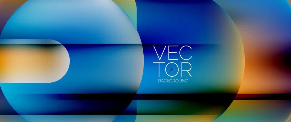 Dynamic bright colorful geometric elements with fluid gradients, lights, shadows Stockillustratie