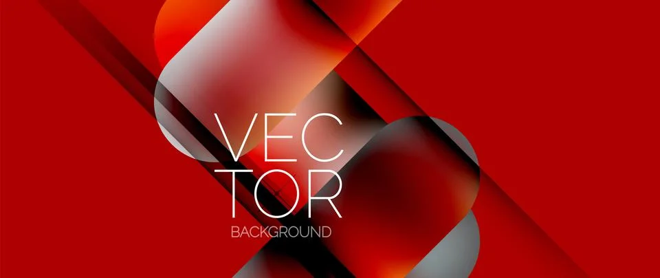 Dynamic bright colorful geometric elements with fluid gradients, lights, shadows Stockillustratie