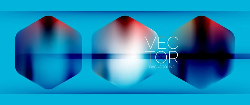 Dynamic bright colorful geometric elements with fluid gradients, lights, shadows Ilustración de archivo