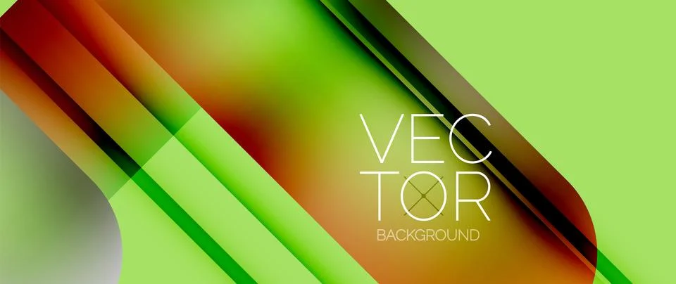 Dynamic bright colorful geometric elements with fluid gradients, lights, shadows Ilustración de archivo
