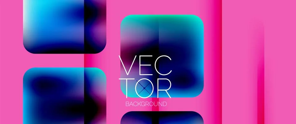 Dynamic bright colorful geometric elements with fluid gradients, lights, shadows Stock-Illustration