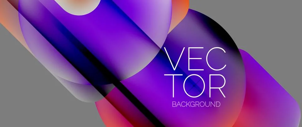 Dynamic bright colorful geometric elements with fluid gradients, lights, shadows Stockillustratie