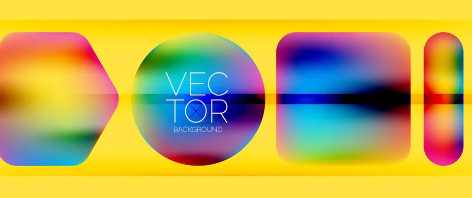 Dynamic bright colorful geometric elements with fluid gradients, lights, shadows Ilustración de archivo