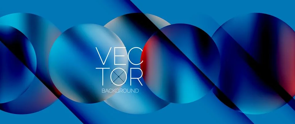Dynamic bright colorful geometric elements with fluid gradients, lights, shadows Ilustración de archivo