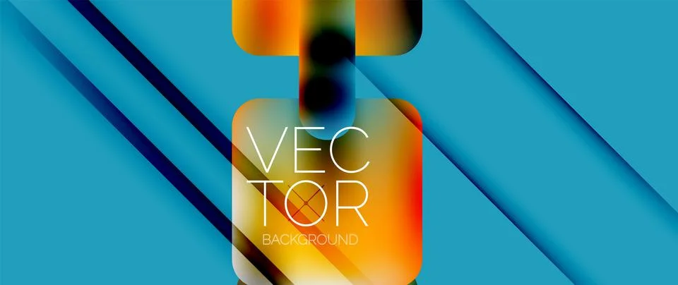 Dynamic bright colorful geometric elements with fluid gradients, lights, shadows イラスト素材