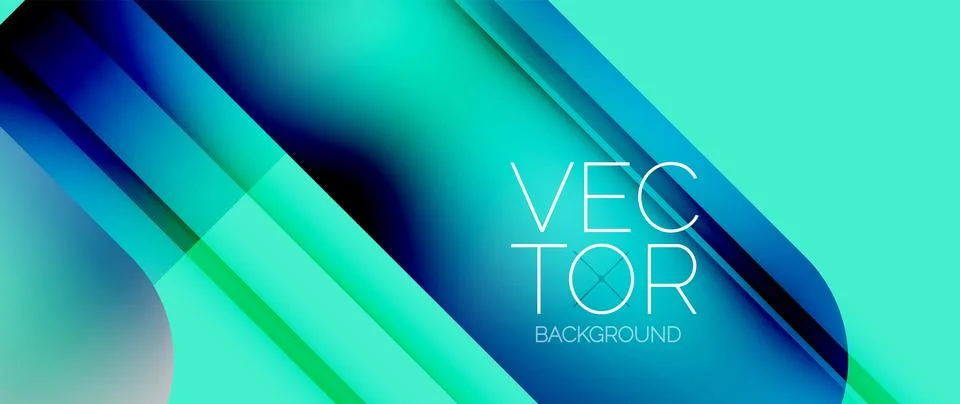 Dynamic bright colorful geometric elements with fluid gradients, lights, shadows Ilustração Stock
