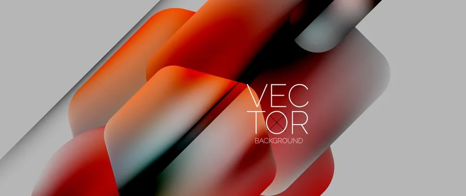Dynamic bright colorful geometric elements with fluid gradients, lights, shadows Ilustración de archivo