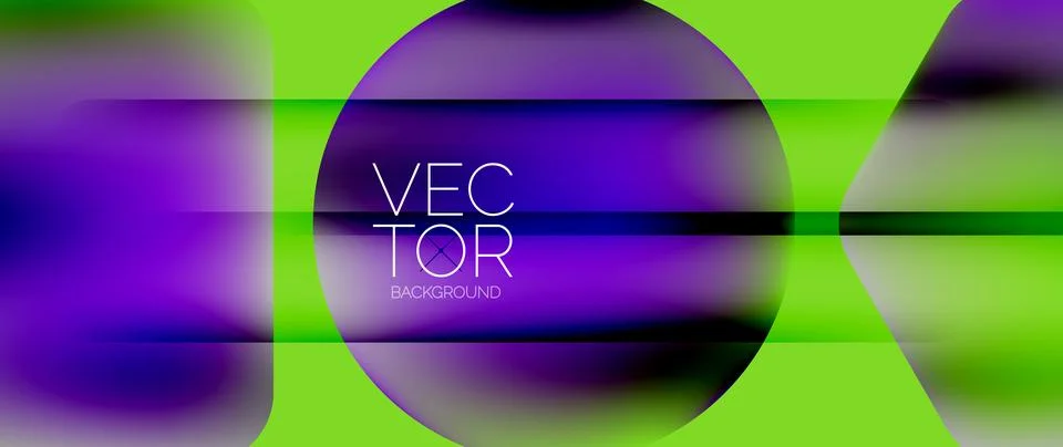 Dynamic bright colorful geometric elements with fluid gradients, lights, shadows Ilustración de archivo