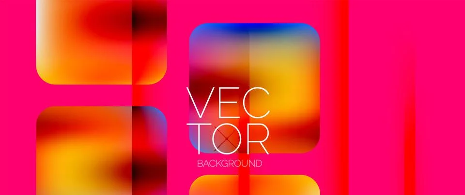 Dynamic bright colorful geometric elements with fluid gradients, lights, shadows Stock-Illustration