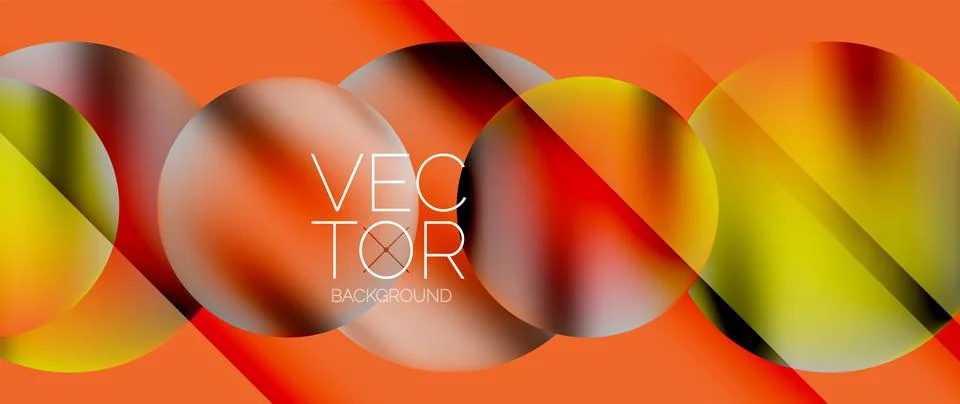 Dynamic bright colorful geometric elements with fluid gradients, lights, shadows Ilustração Stock