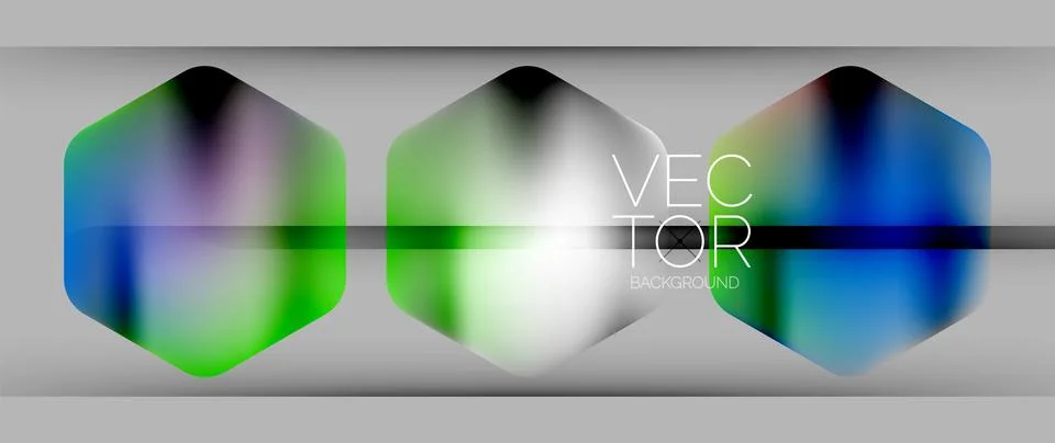 Dynamic bright colorful geometric elements with fluid gradients, lights, shadows Stock-Illustration