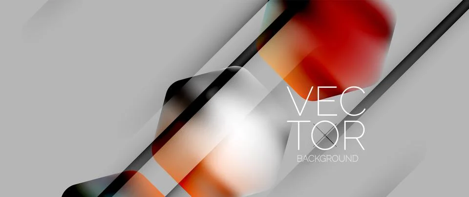 Dynamic bright colorful geometric elements with fluid gradients, lights, shadows Stock Illustration