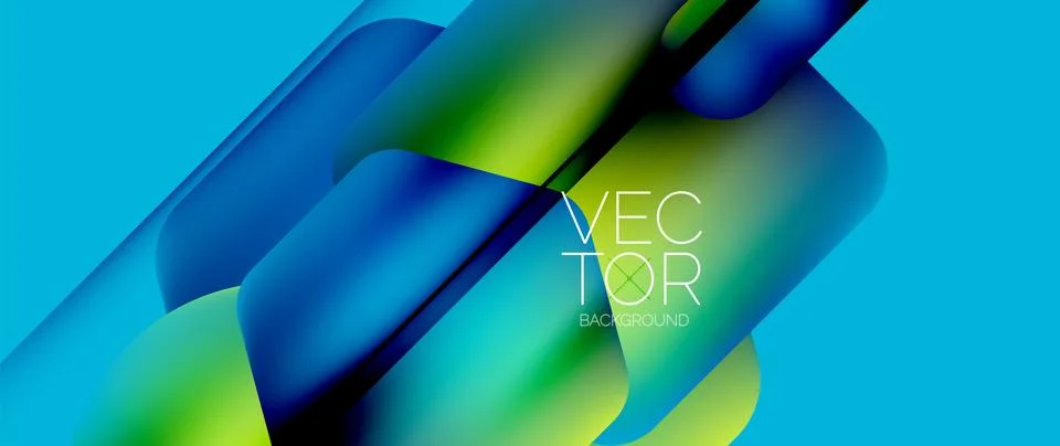 Dynamic bright colorful geometric elements with fluid gradients, lights, shadows イラスト素材