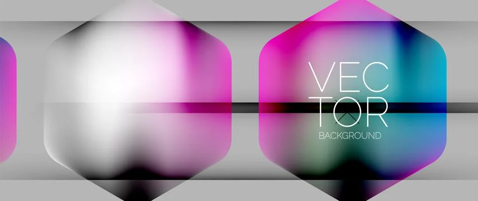Dynamic bright colorful geometric elements with fluid gradients, lights, shadows 스톡 일러스트