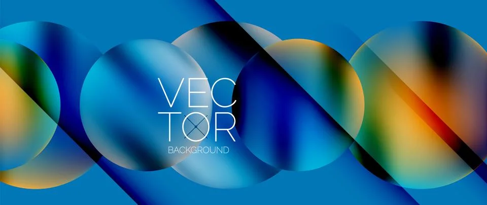 Dynamic bright colorful geometric elements with fluid gradients, lights, shadows Stock-Illustration
