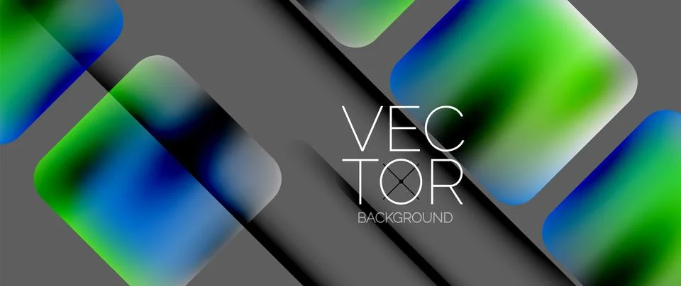 Dynamic bright colorful geometric elements with fluid gradients, lights, shadows イラスト素材