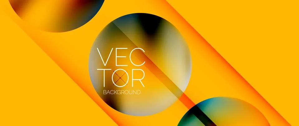 Dynamic bright colorful geometric elements with fluid gradients, lights, shadows Stock-Illustration