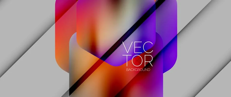 Dynamic bright colorful geometric elements with fluid gradients, lights, shadows Ilustración de archivo