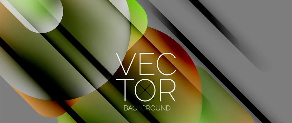Dynamic bright colorful geometric elements with fluid gradients, lights, shadows 库存插图