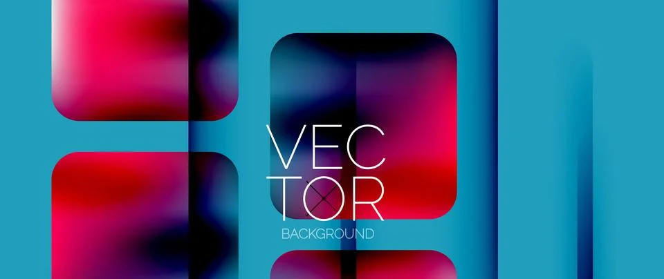 Dynamic bright colorful geometric elements with fluid gradients, lights, shadows 스톡 일러스트