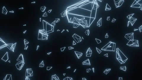 Dynamic Broken Stone Net on Black Background Stock Footage 296014183