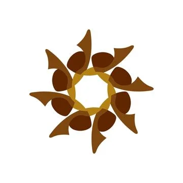 Dynamic Brown and Gold Geometric Flower Design Stock Illustration