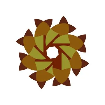 Dynamic Brown and Green Geometric Flower Design Stock Illustration