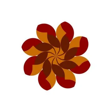 Dynamic Brown and Red Petal Flower Design Stock Illustration