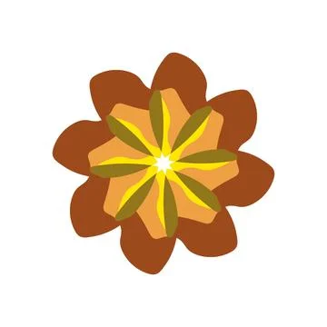 Dynamic Brown and Yellow Geometric Flower Design Stock Illustration