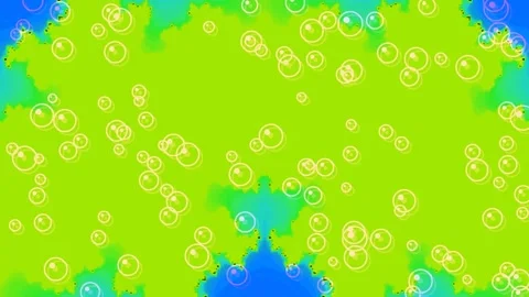 Dynamic bubble spheres floating on vivid cyan and green abstract liquid bac.. Stock Footage 335462765