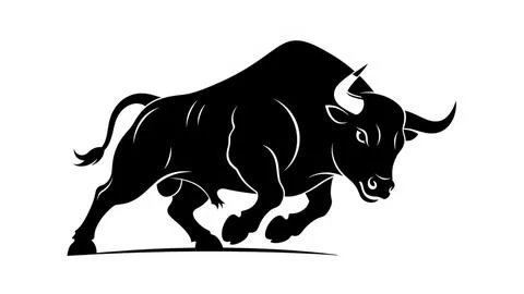Dynamic bull running forward Stock Illustration