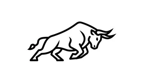 Dynamic bull running silhouette Stock Illustration