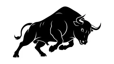 Dynamic bull silhouette Stock Illustration